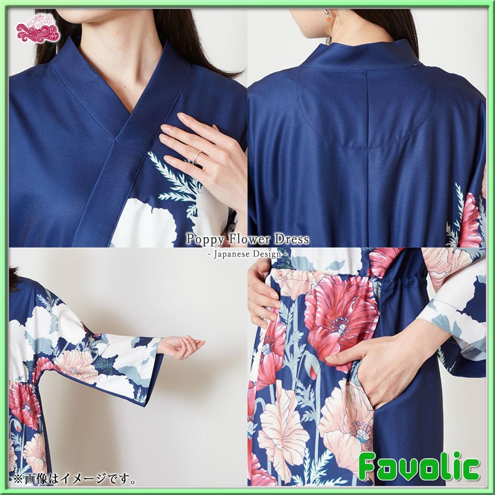 Amazon.co.jp: 阿芙蓉ならい ワンピース 着物風 レディース 花柄